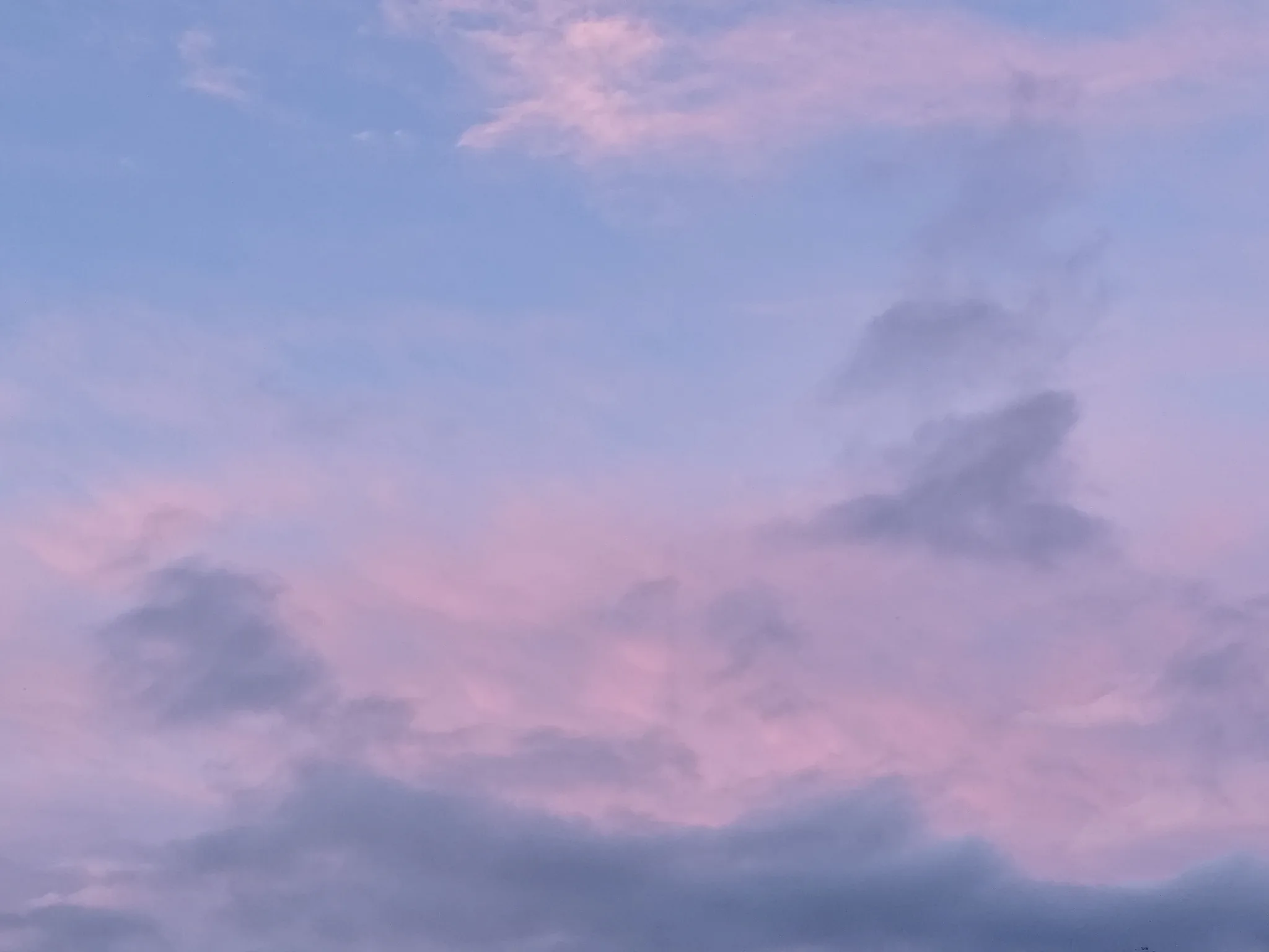 Nuvole rosa distese in un cielo azzurro al tramonto